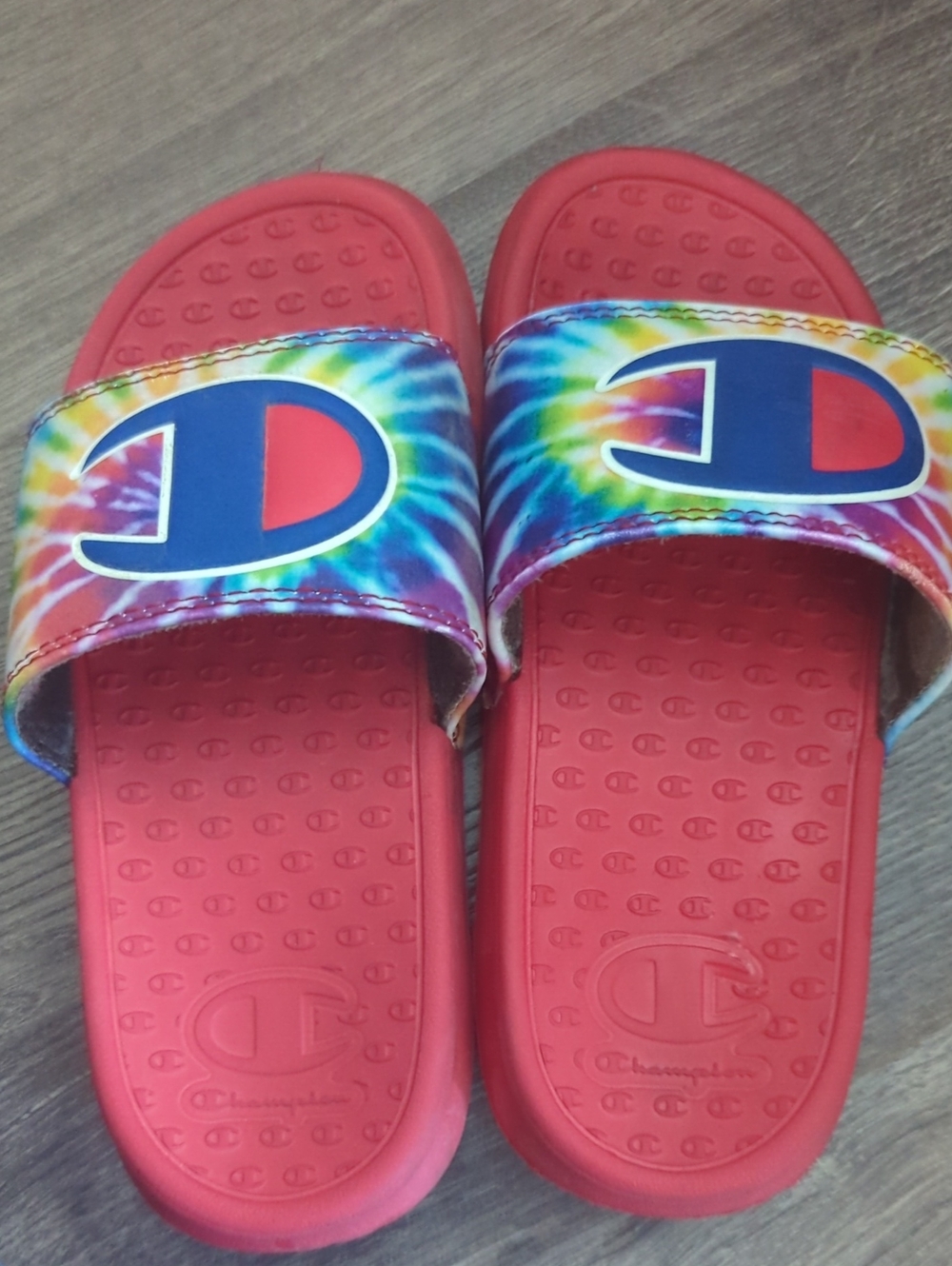 Champion Kids Tie-Dye Strap Slide Sandals - Red & Multi